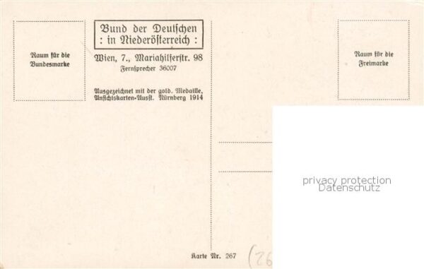 BDD Niederoesterreich Nr. 267 Kraenzle Wien Herzlidchen mein unter Rebendach – Bild 2