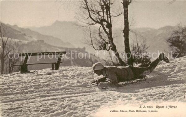 Schlitten Bobsleigh Traineaux J.J.Nr.6295 Sport d´Hiver Jullien frerau Geneve