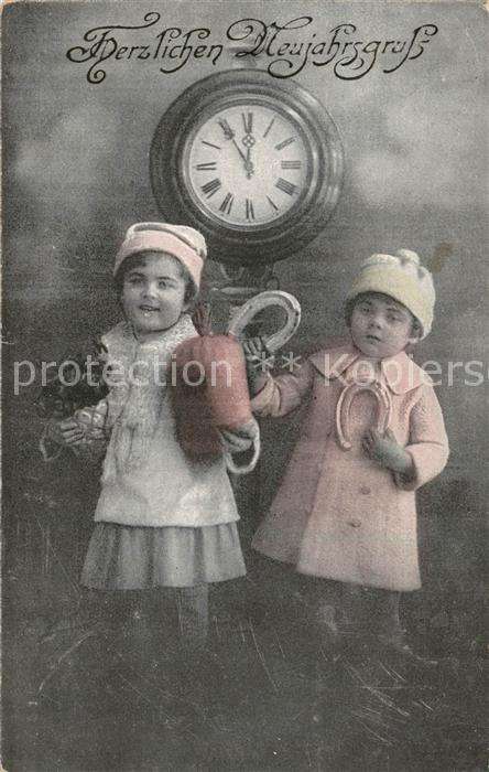 Kinder Child Enfants Neujahrgruss Uhr Kinder
