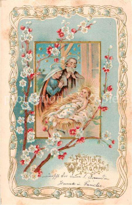 Krippe Weihnachtskrippe Crib Copier Froehlische Weihnachten Litho