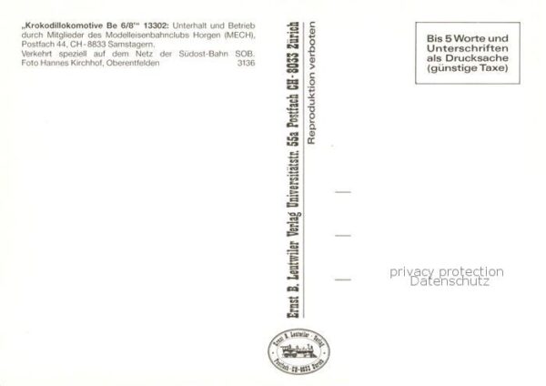 Eisenbahn Railway Chemin de Fer Krokodillokomotive Be 6/8 13302 – Bild 2