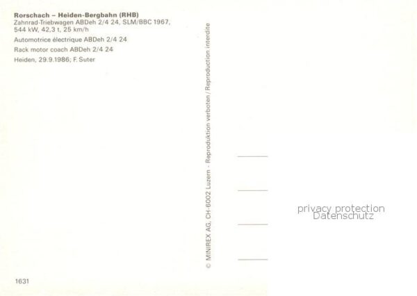 Eisenbahn Railway Chemin de Fer RHB Zahnrad Triebwagen ABDeh 2/4 24 – Bild 2