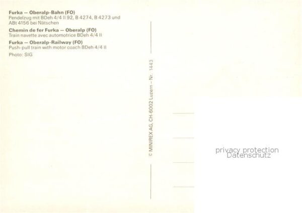 Eisenbahn Railway Chemin de Fer Furka Oberalp Bahn FO Pendelzug BDeh 4/4 II 92 – Bild 2
