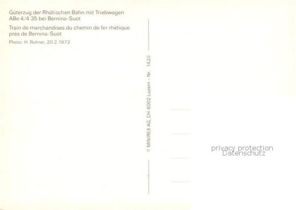 Eisenbahn Railway Chemin de Fer Gueterzug der Rhaetischen Bahn mit Triebwagen AB – Bild 2