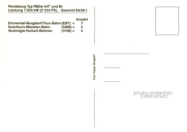 Eisenbahn Railway Chemin de Fer Pendelzug Typ RBDe 4/4 Bt – Bild 2