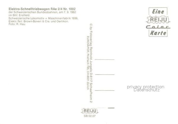 Eisenbahn Railway Chemin de Fer Elektro-Schnelltriebwagen Rae 2/4 Nr. 1002 – Bild 2