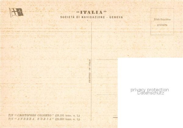 Dampfer Oceanliner ITALIA T/N Cristoforo Colombo Genova – Bild 2