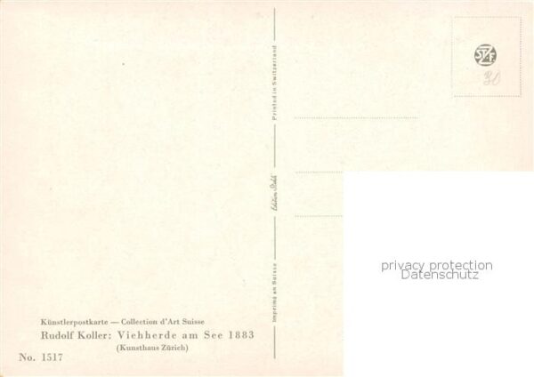 Koller Rudolf Kuenstlerkarte Viehherde am See 1883 Nr. 1517 – Bild 2