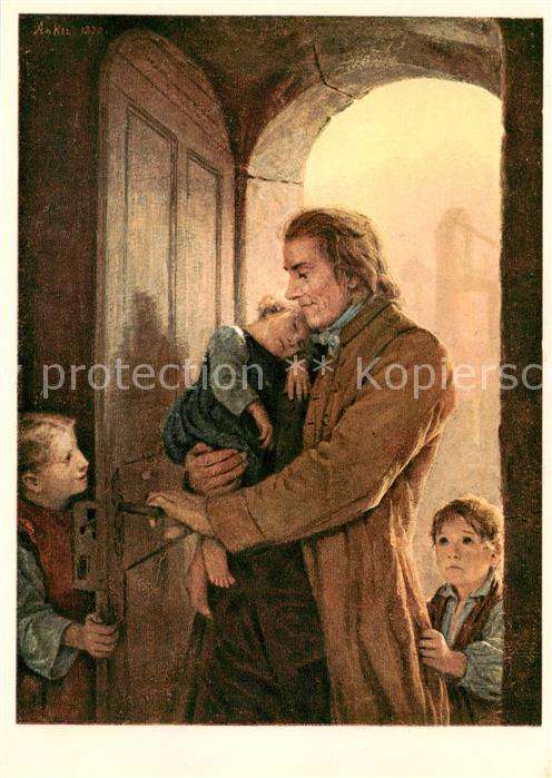 Anker Albert Kuenstlerkarte Pestalozzi und die Weisenkinder in Stans