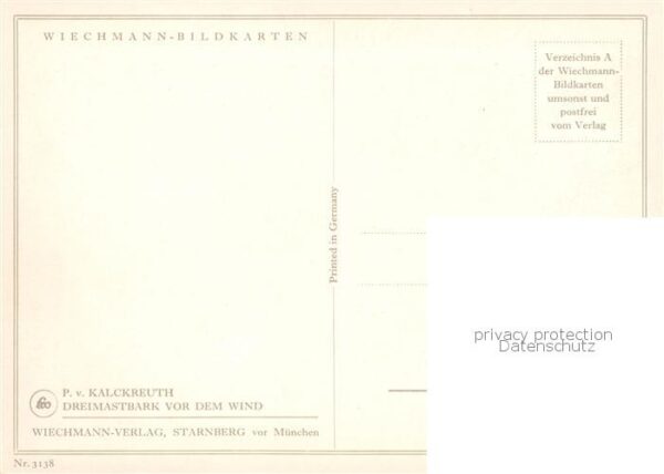 Segelschiffe P.v.Kalckreuth Dreimastbank vor dem Wind – Bild 2