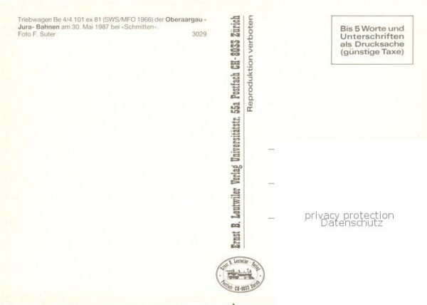 Eisenbahn Railway Chemin de Fer Triebwagen Be 4/4 101 ex 81 Oberaargau-Jura-Bahn – Bild 2