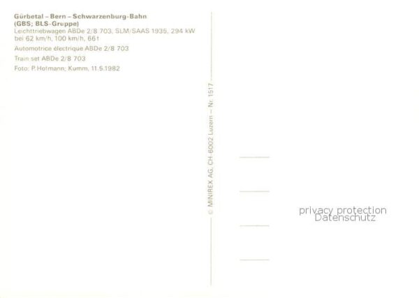 Eisenbahn Railway Chemin de Fer Guebetal Bern Schwarzenburg Bahn GBS BLS Gruppe – Bild 2