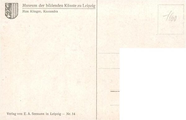 Kuenstlerkarte Max Klinger Kassandra – Bild 2