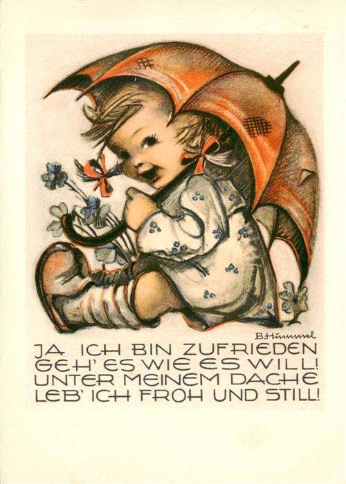 Hummel Kuenstler-AK-Nr. 4520 Ja ich bin zufrieden Lito