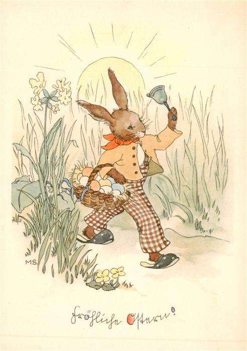 Ostern Easter Paques Pasqua Frohe Ostern Hase Glocke Osterkorb