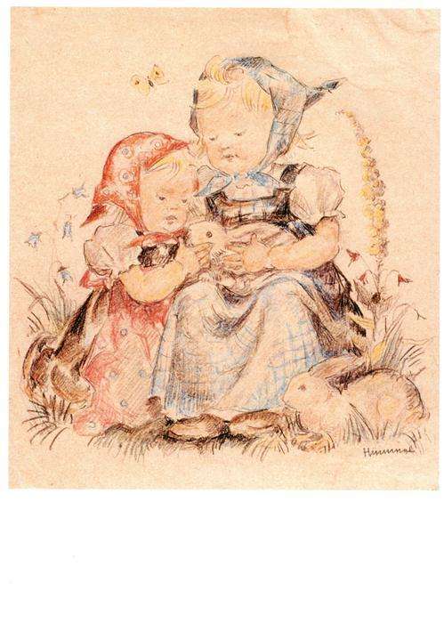 Hummel Kuenstler-AK-Nr. Nr. 652 Der richtige Osterhase lItho