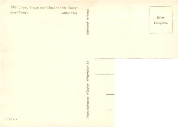 Haus der Deutschen Kunst Verlag HDK Nr. Nr.414 Josef Thorak Letzter Flug Muenche – Bild 2
