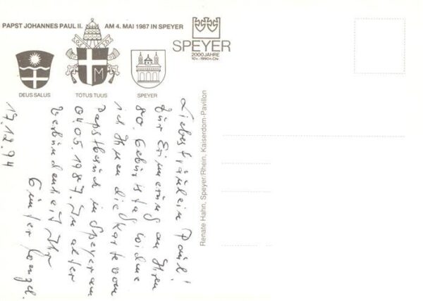 Papst Pope Pape Johannes Paul 2 Kaiserdom Speyer – Bild 2