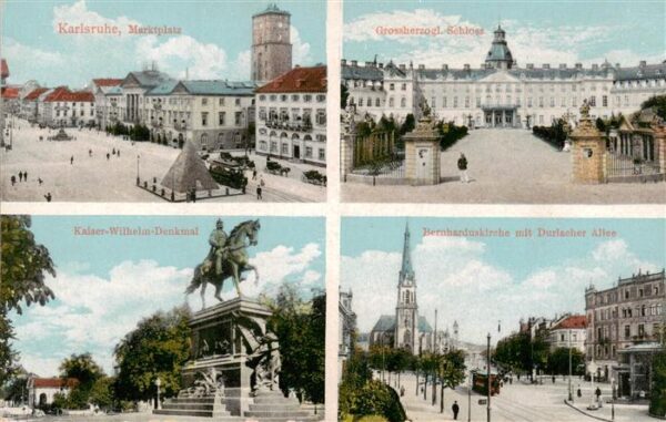 Karlsruhe Baden Marktplatz Grossherzogl Schloss Kaiser Wilhelm Denkmal Bernhardu