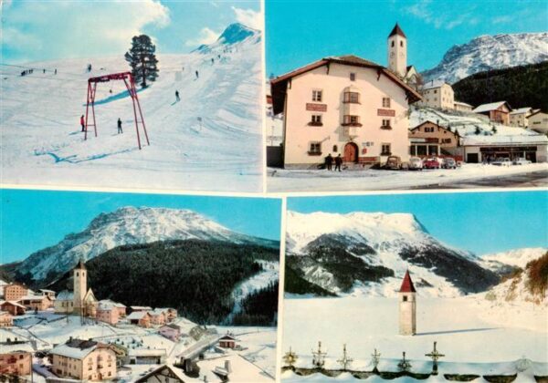 Graun Vinschgau Curon Venosta IT Gasthof Zur Traube Post Skilift Panorama Versun