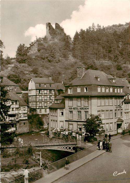 Monschau Kurhotel Horchem mit Blick zur Ruine