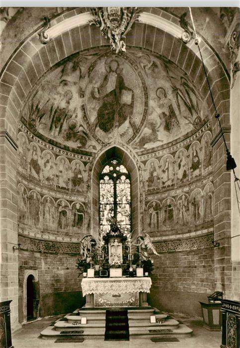 Niederzell Reichenau Kirche St Peter und Paul Ostapsis mit Bild der Reichenauer