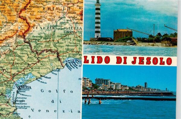 Lido di Jesolo IT Karte Leuchtturm Strandpartie