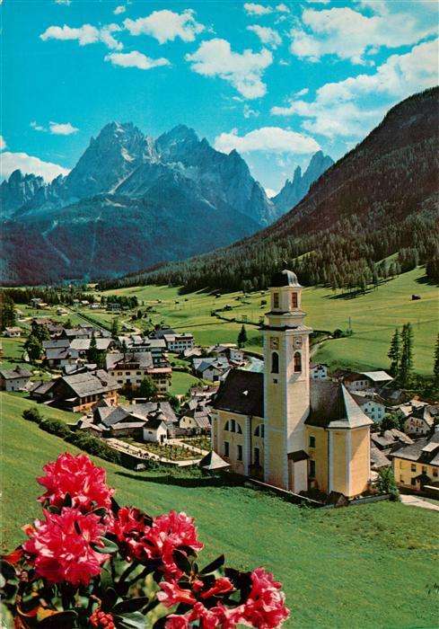 Sesto  Sexten Pustertal Suedtirol IT Ortsansicht mit Kirche Panorama Pustertal D