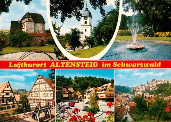 Altensteig Schwarzwald Schloss Kirche Fontaene Fachwerkhaus Ortsansichten