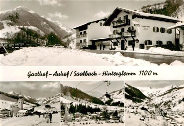Saalbach -Hinterglemm AT Gasthof Auhof Kirche Seilbahn Panorama
