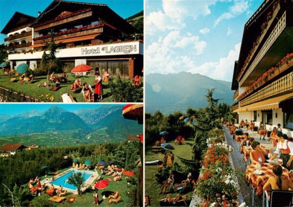 Schenna Meran Trentino IT Hotel Lagren Terrasse Freibad