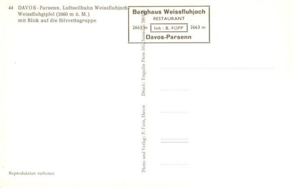 Seilbahn Cable-Car Telepherique Davos Parsenn Weiaafluhgipfel – Bild 2