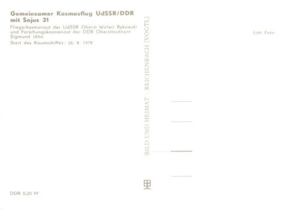 Raumfahrt Space Spatial Kosmosflug UdssR/DDR Sojus 31 – Bild 2