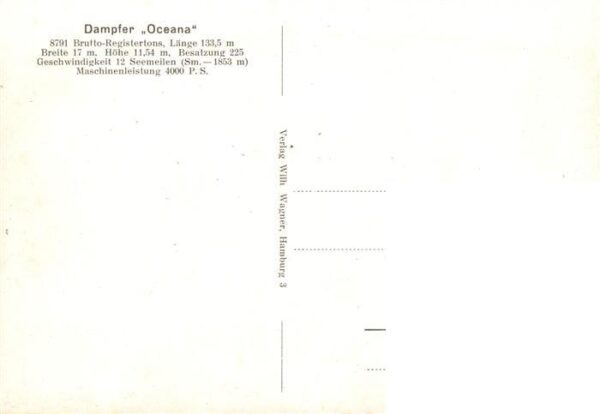 Dampfer Oceanliner Oceana  Hamburg-Amerika line – Bild 2