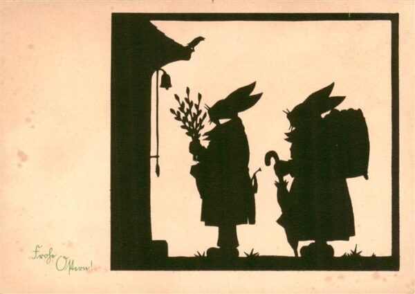 Scherenschnitt Schattenbildkarte Frohe Ostern