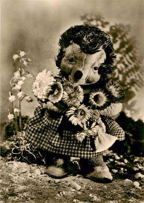 Puppe Doll Poupee Kinderspielzeug Igelkarten-Serie Igel blumen