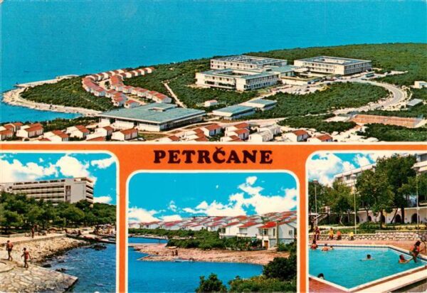 Petrcane Croatia Fliegeraufnahme Strand Bungalows Freibad
