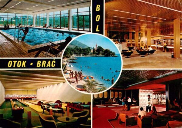 Bol Otok Brac Croatia Hallenbad Foyer Bowling und Kegelbahn Strandpartie