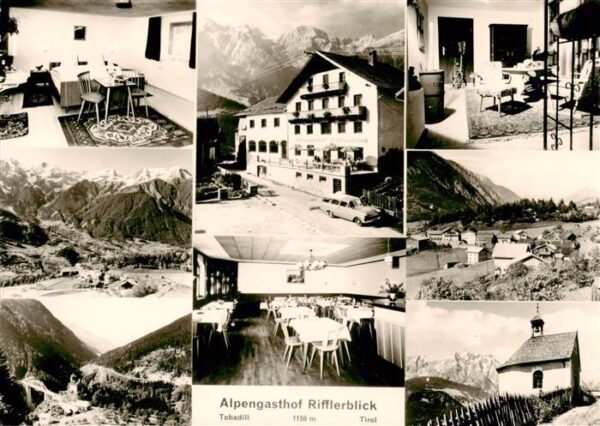 Tobadill Tirol AT Alpengasthof Rifflerblick Gastraeume Panorama Kapelle