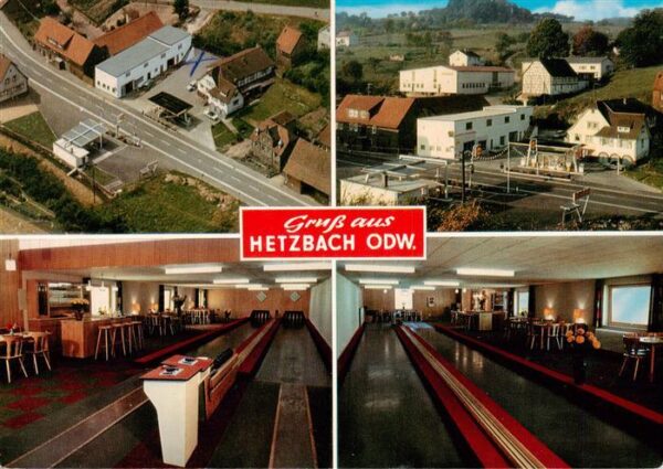 Hetzbach Beerfelden Gasthaus Zur Krone Fliegeraufnahme Kegelbahnen