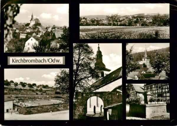 Kirchbrombach Brombachtal Odenwald Ortspartie Panorama Freibad Kirche Brunnen