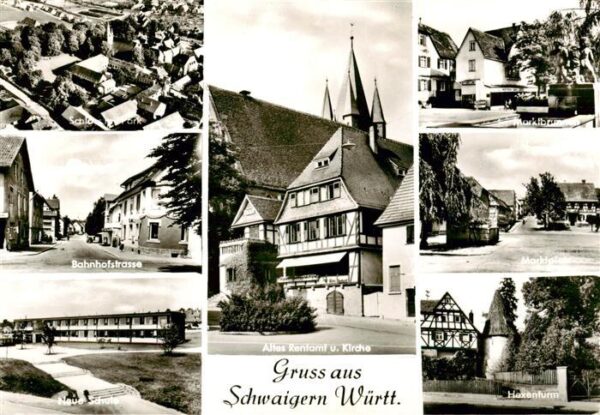 Schwaigern Schloss mit Park Bahnhofstrasse Neue Schule Altes Rentenamt Kirch Mar