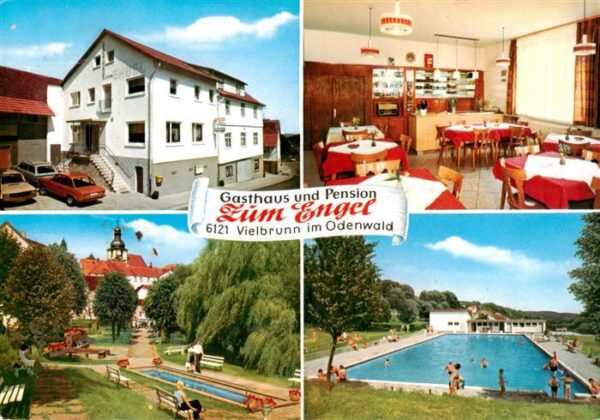 Vielbrunn Gasthaus Pension Zum Engel Gastraum Park Schwimmbad