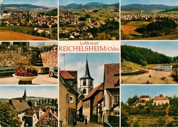 Reichelsheim Odenwald Panorama Teilansichten Ortspartien Freibad Kirche
