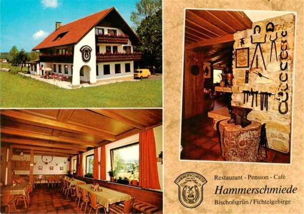 Bischofsgruen Restaurant Pension Cafe Hammerschmiede Gastraeume