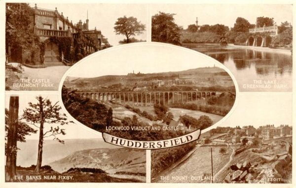 Huddersfield UK The Castle Lockwood Viaduct and Castle Hill The Lake Greenhead P