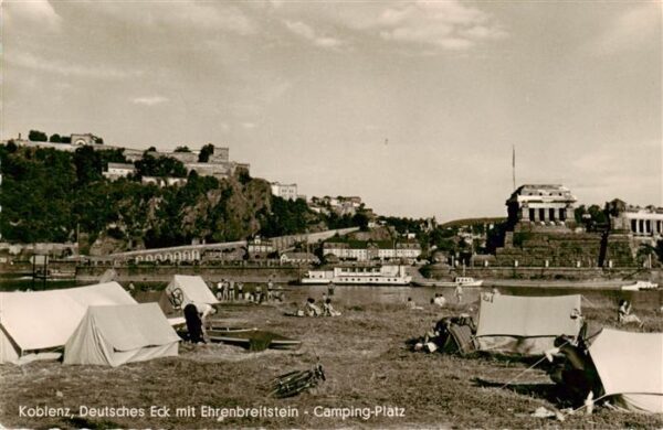 Koblenz  Rhein Deutsches Eck mit Ehrenbreitstein Camping Platz