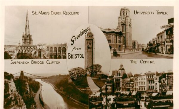 Bristol  UK St Marys Church Redcliffe University Tower Suspension Bridge Clifton