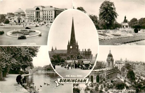 Birmingham  UK Civic Centre The Bull Ring Cannon Hill Park Birmingham Cathedral