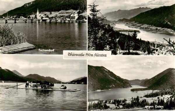 Techendorf Weissensee Kaernten AT Seepanorama Ansicht von Westen und von Osten F